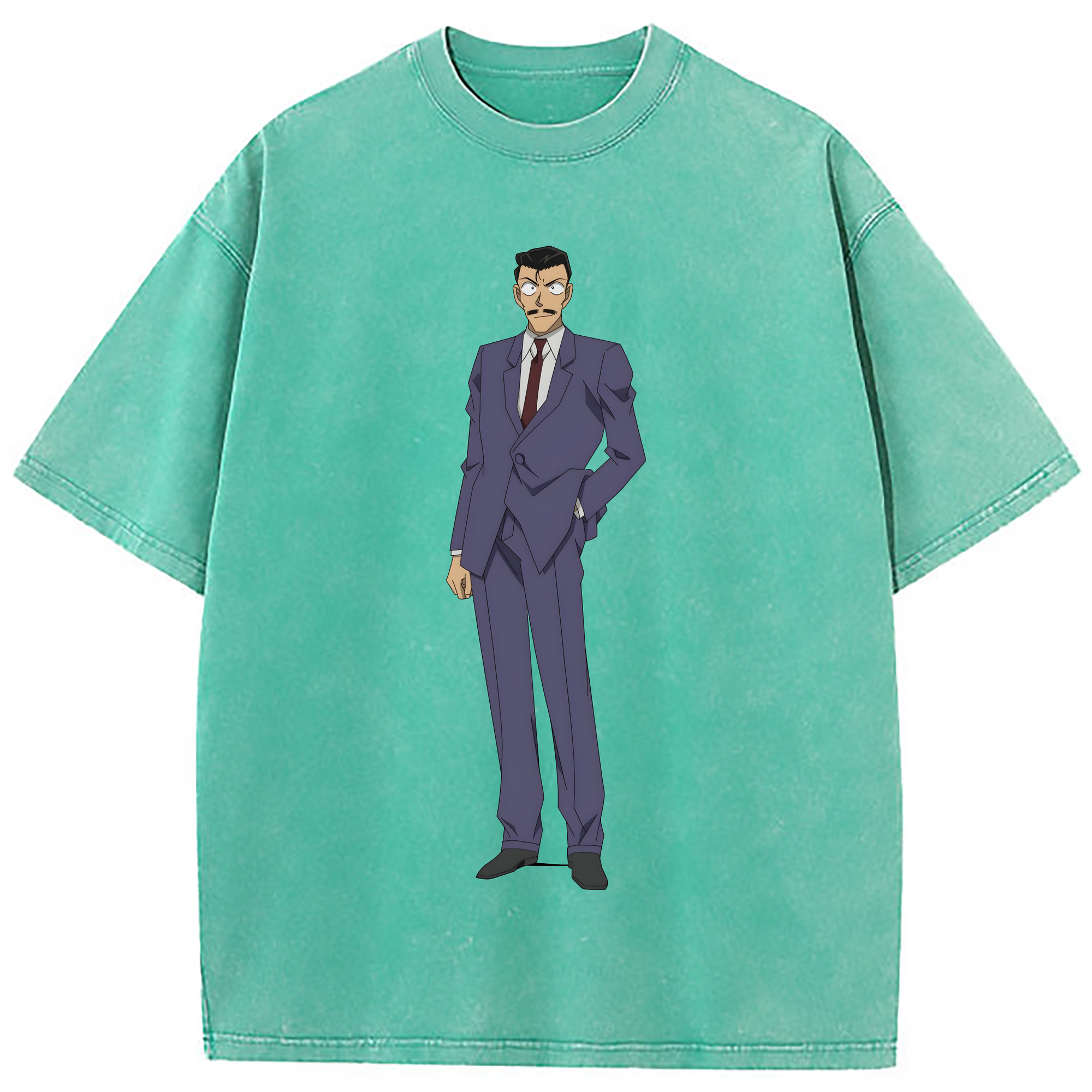 （画像用） 名探偵コナン 毛利 小五郎 もうり こごろう Detective Conan 綿100% ヴィンテージ風 半袖Tシャツ（フロントプリント）